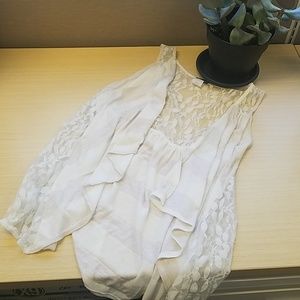 Vanity Sleeveless Cardigan with Side and Back Lace